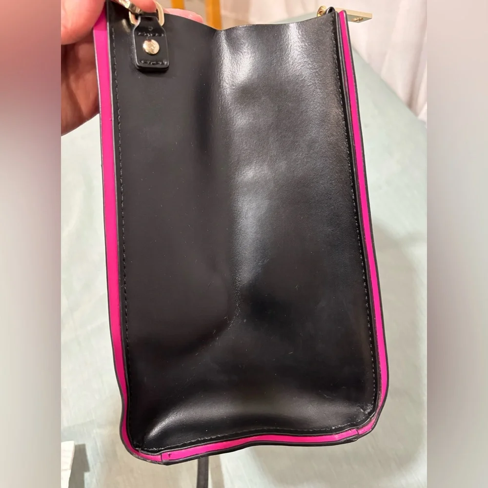 Kate Spade New York Kyra Black Smooth Leather Tote with Pink Accents - Picture 12 of 16